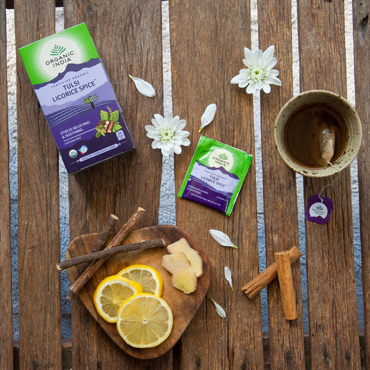 Organic India Wellness Tea Tulsi Licorice Spice, 25 Herbal Tea Bags; Certified Organic