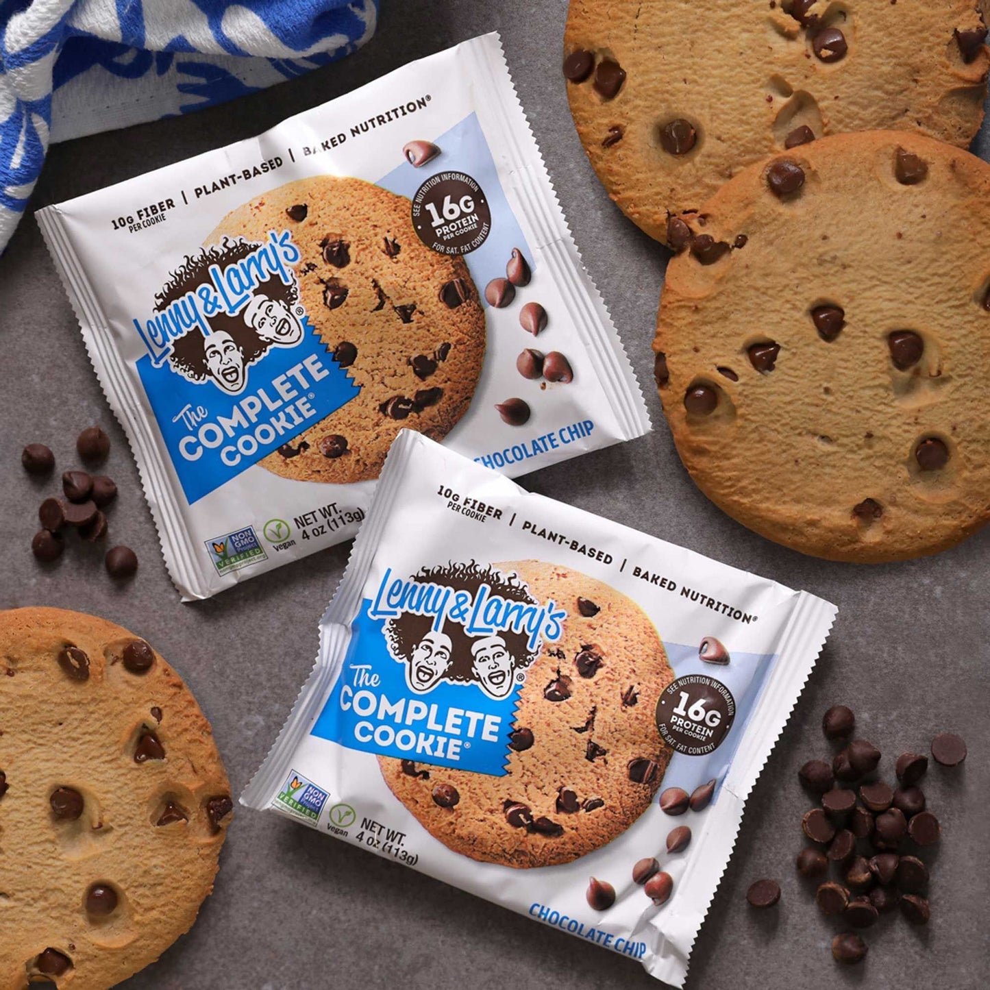 Lenny & Larry's The Complete Cookie, Single Cookie 113g Or A Box Of 12 Cookies, Chocolate Chip Flavour Vegan