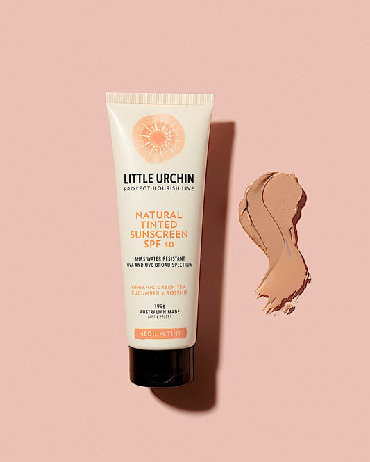 Little Urchin Natural TINTED Sunscreen SPF 30+ 100g, 3 Hours Water Resistant, Reef & Ocean Safe