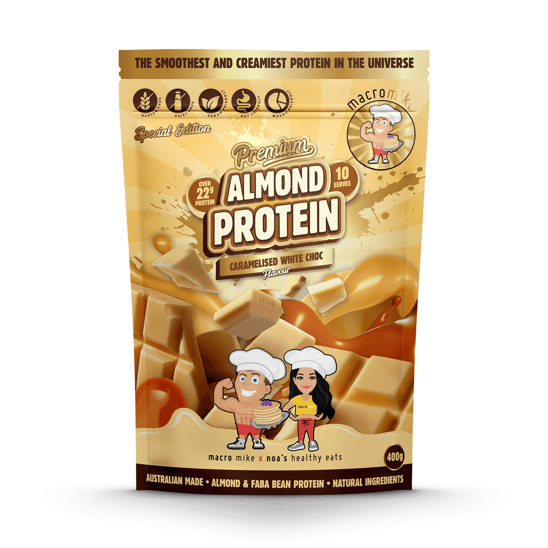 Macro Mike Premium Almond Protein 400g, Caramelised White Choc Flavour