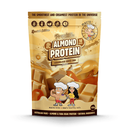 Macro Mike Premium Almond Protein 400g, Caramelised White Choc Flavour