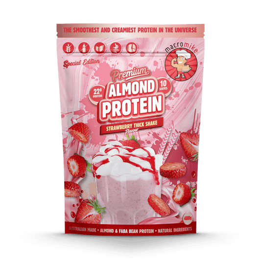 Macro Mike Premium Almond Protein 400g, Strawberry Thick Shake Flavour