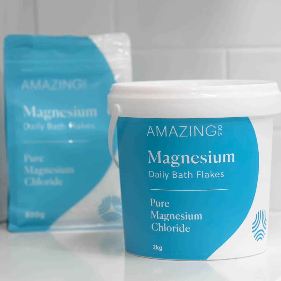 Amazing Oils Pure Magnesium Daily Bath Flakes 800g Or 2kg; De-Stress & Relax