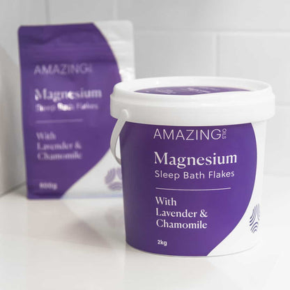 Amazing Oils Magnesium Sleep Bath Flakes 800g Or 2kg, With Lavender & Chamomile