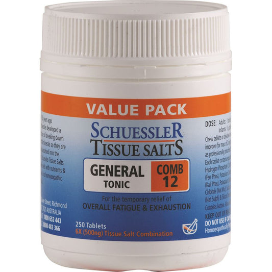 Martin & Pleasance Schuessler Tissue Salts Comb 12, 125 Or 250 Tablets; General Tonic