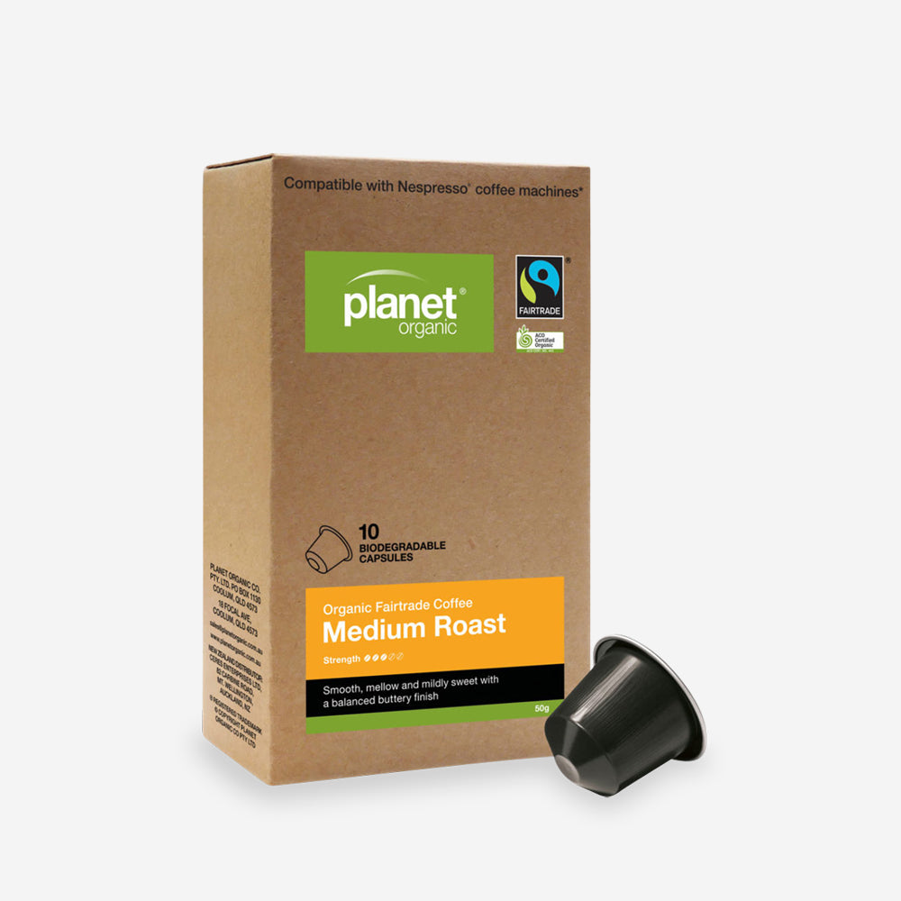 Planet Organic Coffee Capsules 10 Biodegradable Caps, Medium Roast