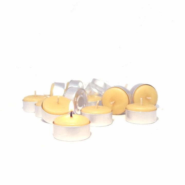 Queen B Pure Australian Beeswax Tealight Candles (9 Candles In Metal Cups), 4-5 Hours Burn Time