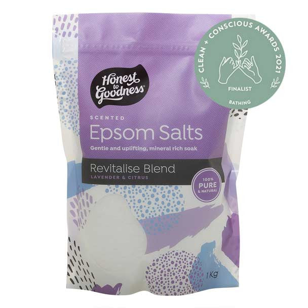 Honest To Goodness Epsom Salts 1Kg, Revitalise Blend With Lavender & Citrus