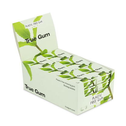 True Gum Sugar Free Gum, Single Pack (21g) Or A Box Of 24, Mint Flavour Plastic Free Packaging