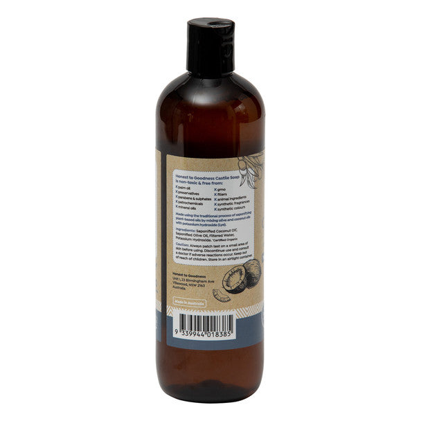 Honest To Goodness Castile Soap 500mL, Natural & Unscented For Your Body, Home & Pets