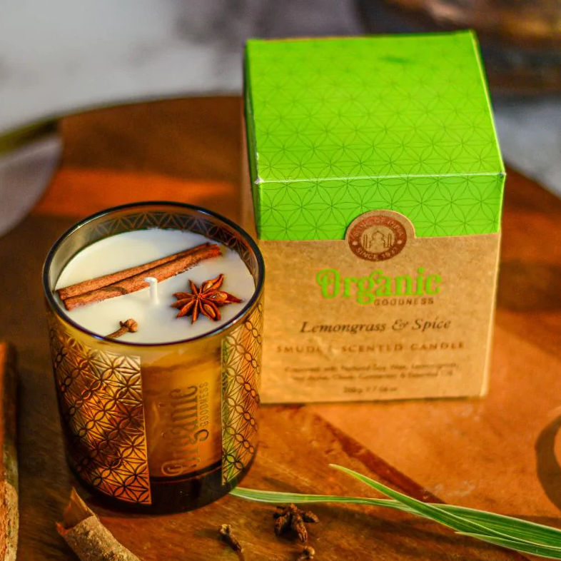 Organic Goodness Smudge Scented Candle 200g, Lemongrass & Spice