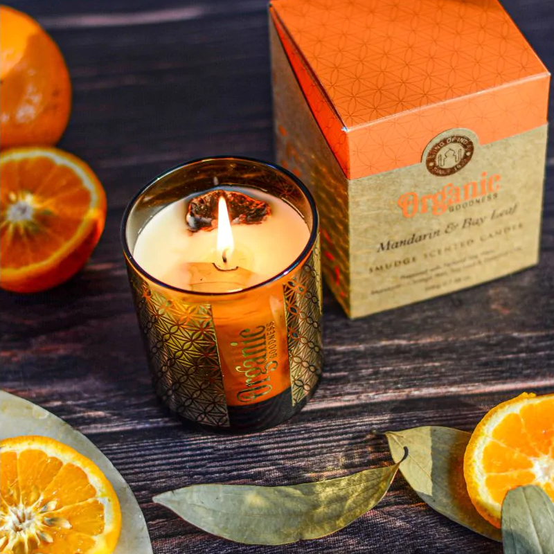 Organic Goodness Smudge Scented Candle 200g, Mandarin & Bay Leaf