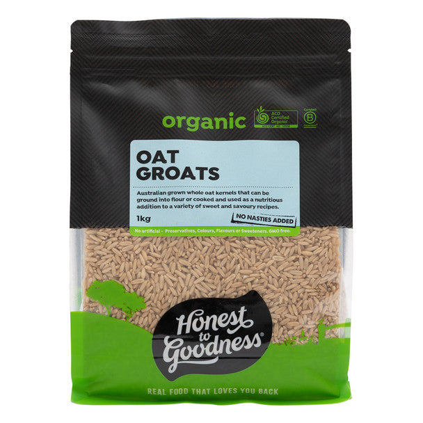 Honest To Goodness Oat Groats 1Kg, Certified Organic & Australian