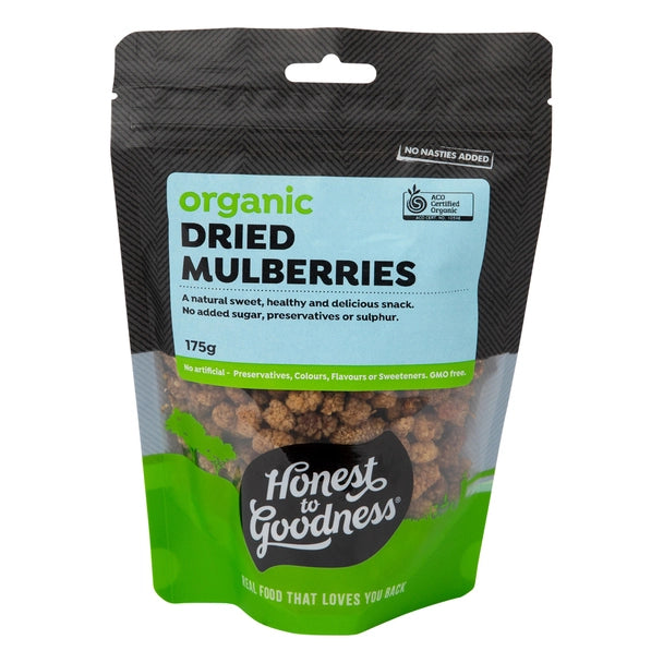 Honest To Goodness Dried Mulberries 175g Or 750g, Australian Certified Organic