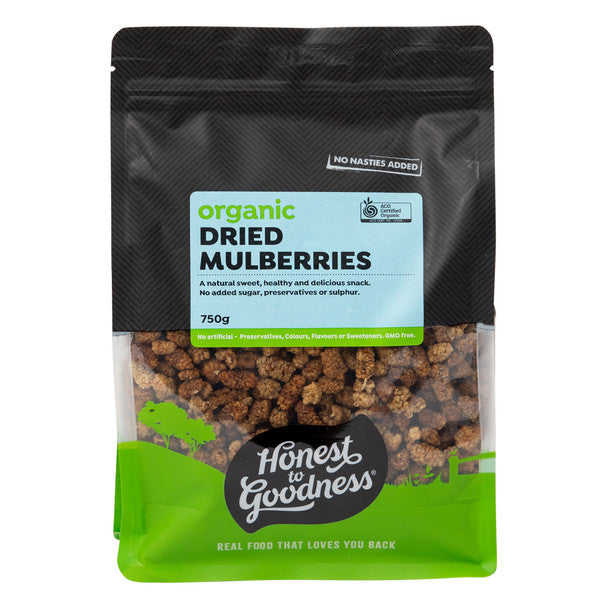 Honest To Goodness Dried Mulberries 175g Or 750g, Australian Certified Organic