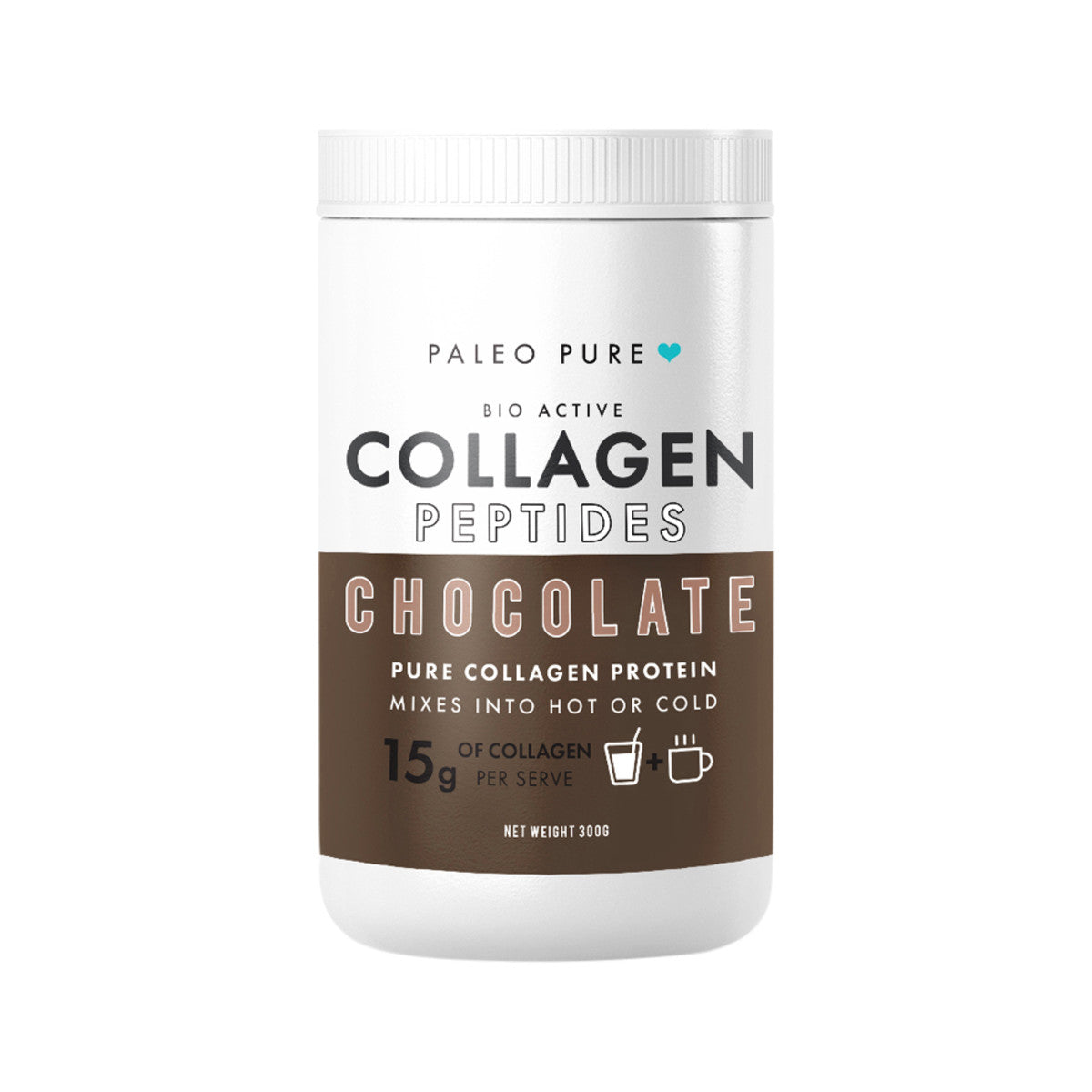 Paleo Pure Bio Active Collagen Peptides (Pure Collagen Protein) 300g, Chocolate Flavour