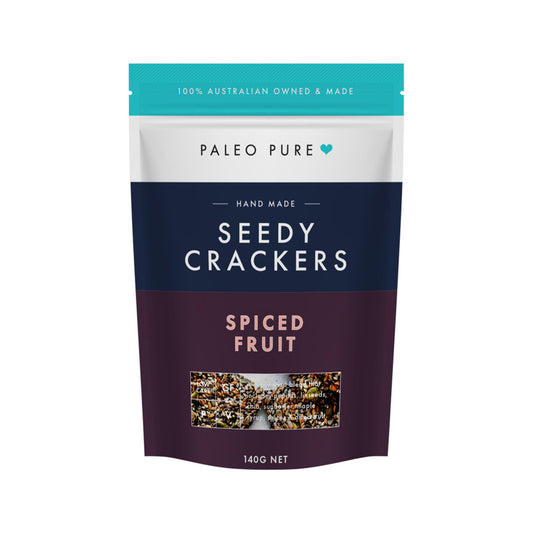 Paleo Pure Seedy Crackers 140gm, Spiced Fruit Flavour