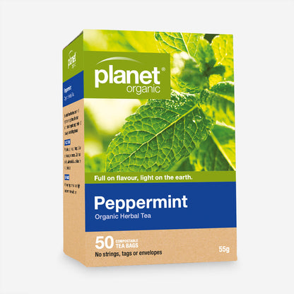 Planet Organic Herbal Tea 25 Or 50 Tea Bags, Peppermint; Clean & Pure