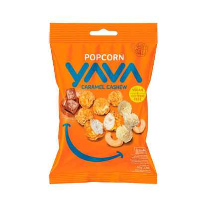 Yava Popcorn Caramel Cashew Flavour 60g, Rolled & Popped In Your Favourite Favours