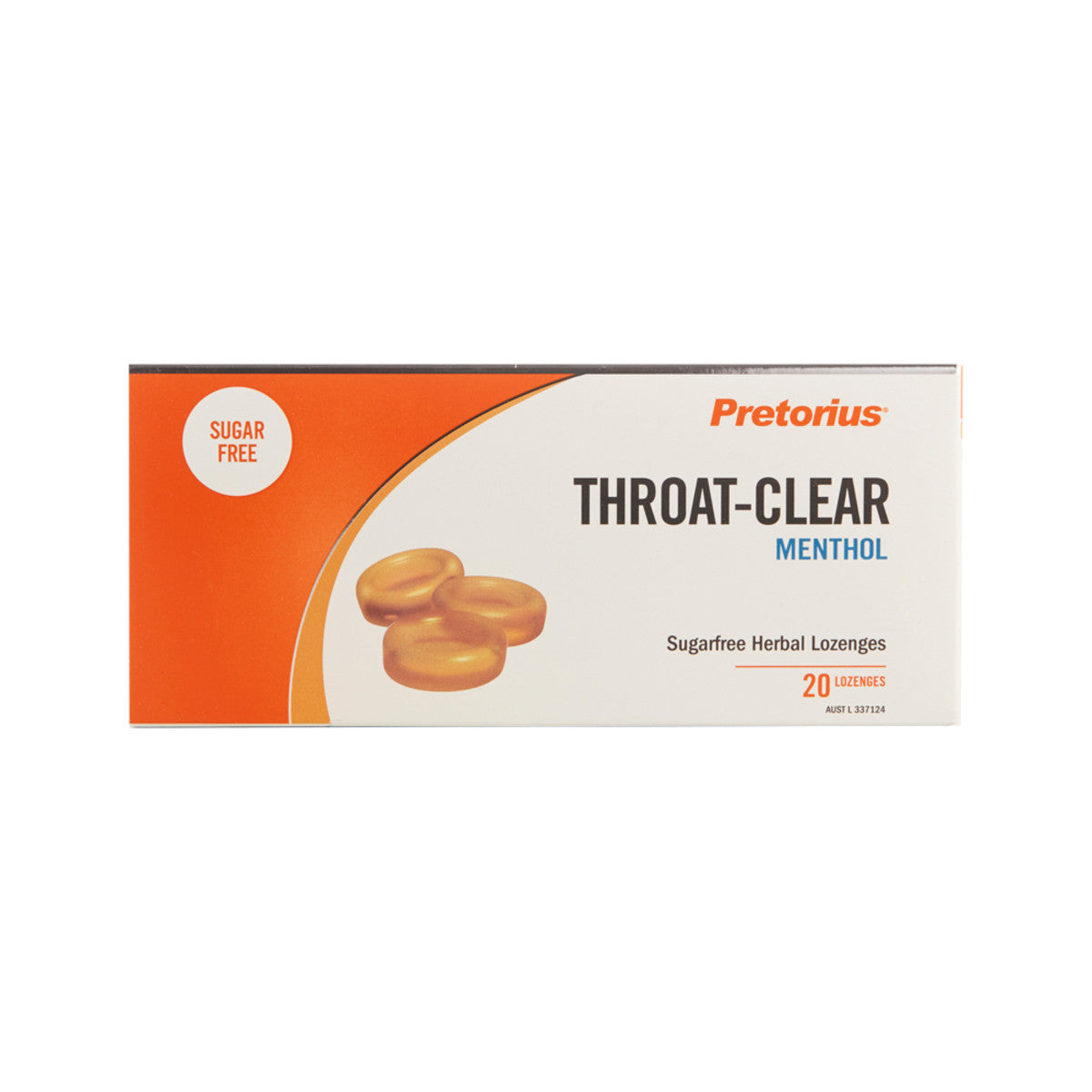 Pretorius Throat-Clear Lozenges 20 Pack, Sugar-Free Menthol Flavour