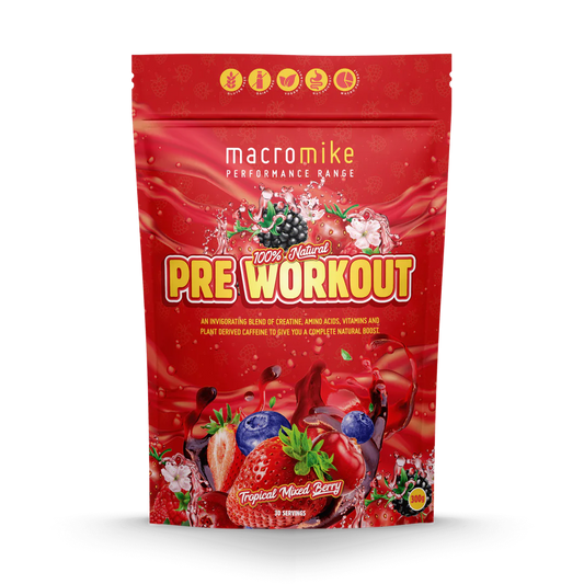 Macro Mike 100% Natural Performance Pre-Workout 300g, Tropical Mixed Berry Flavour