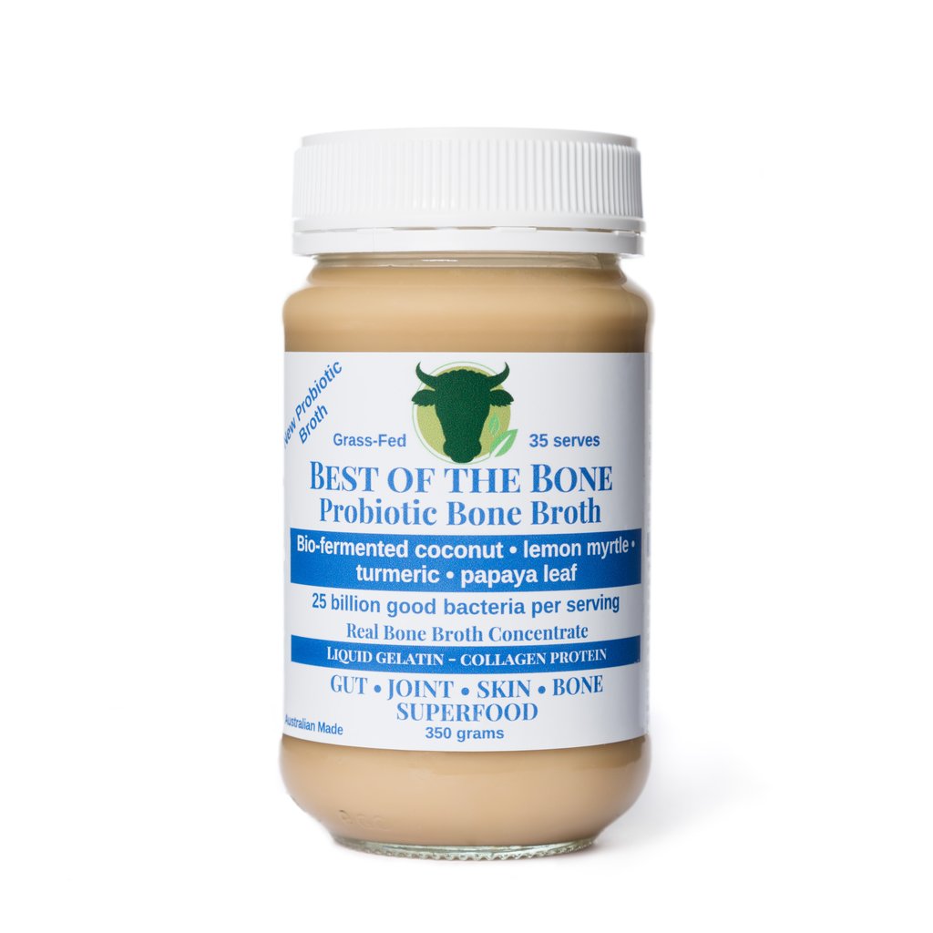Best Of The Bone Grass-Fed Beef Bone Broth Probiotic Concentrate 350g, Bio-Fermented Coconut-Lemon Myrtle & Turmeric