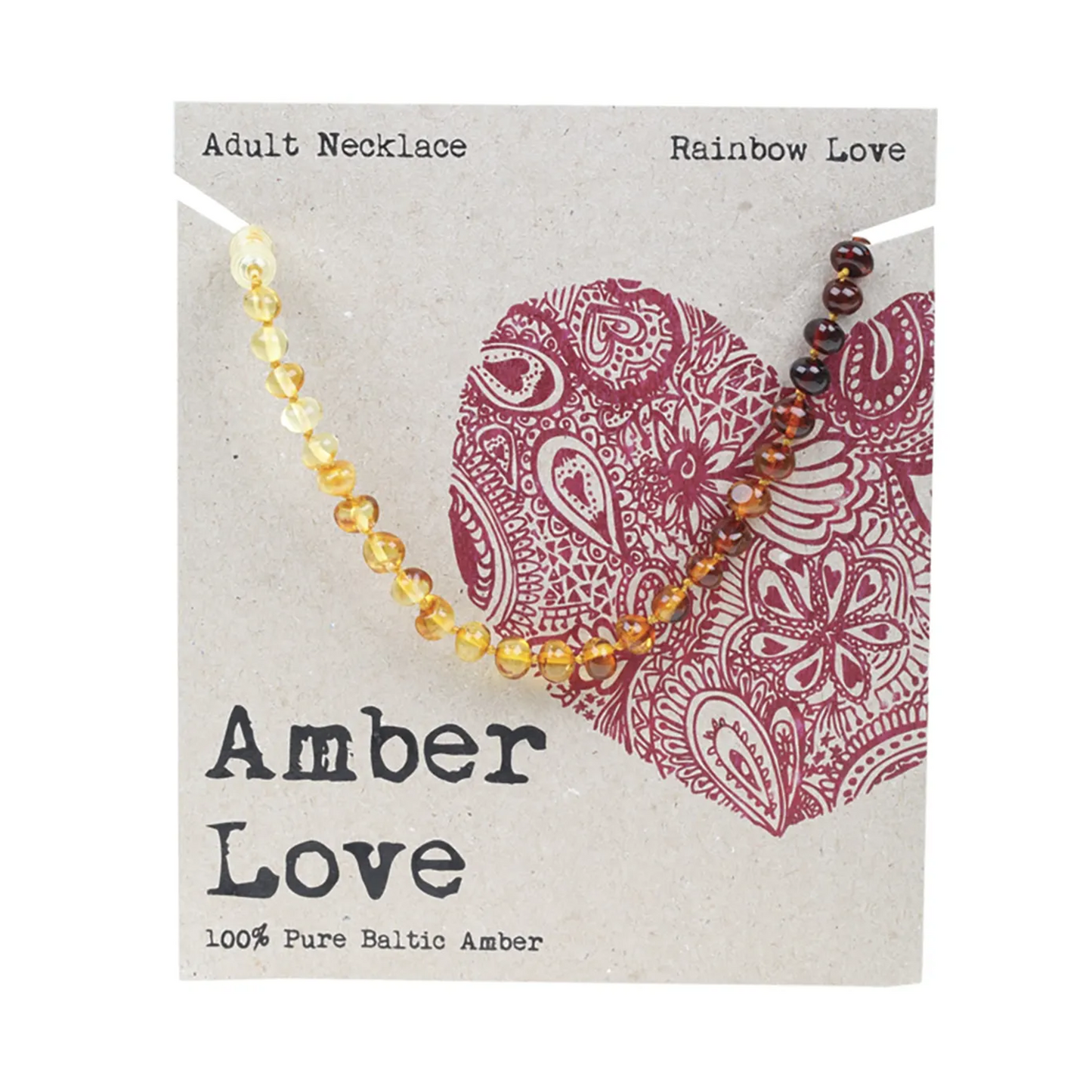 Amber Love 100% Baltic Amber, Adult's Necklace 46cm, Please Choose Your Design