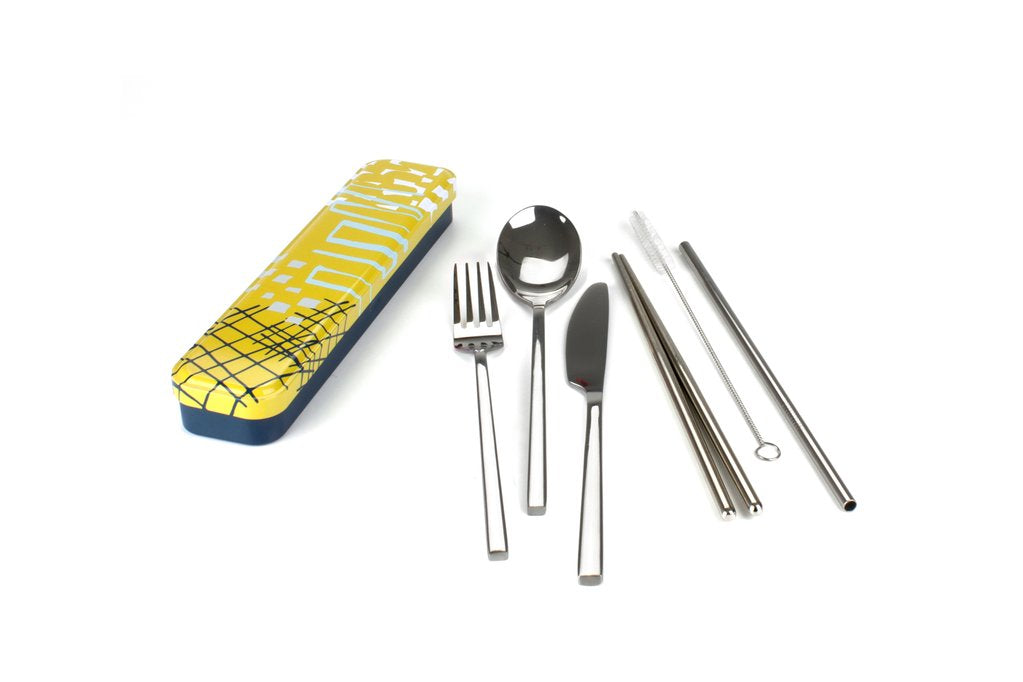 Retro Kitchen Carry Your Cutlery; Stainless Steel Cutlery Set, Abstract Pattern
