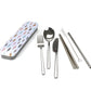 Retro Kitchen Carry Your Cutlery; Stainless Steel Cutlery Set, Leaves Pattern