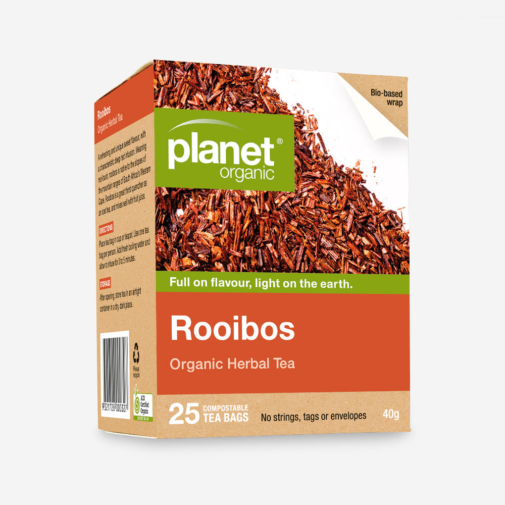 Planet Organic Herbal Tea 25 Tea Bags, Rooibos; A Unique Red Infusion