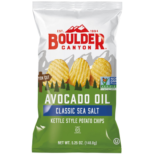 Boulder Canyon Kettle Style Avocado Oil Potato Chips 148.8g,  Sea Salt Classic Flavour