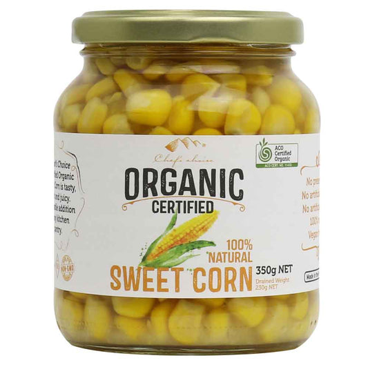 Chef's Choice Sweet Corn 350g, Australian Certified Organic & 100% Natural