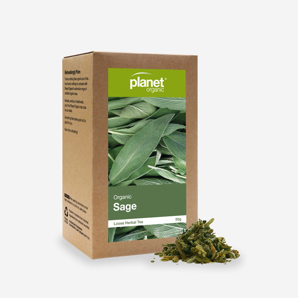 Planet Organic Black Tea Loose Leaf 50g, Sage; For Respiratory & Menopause Support