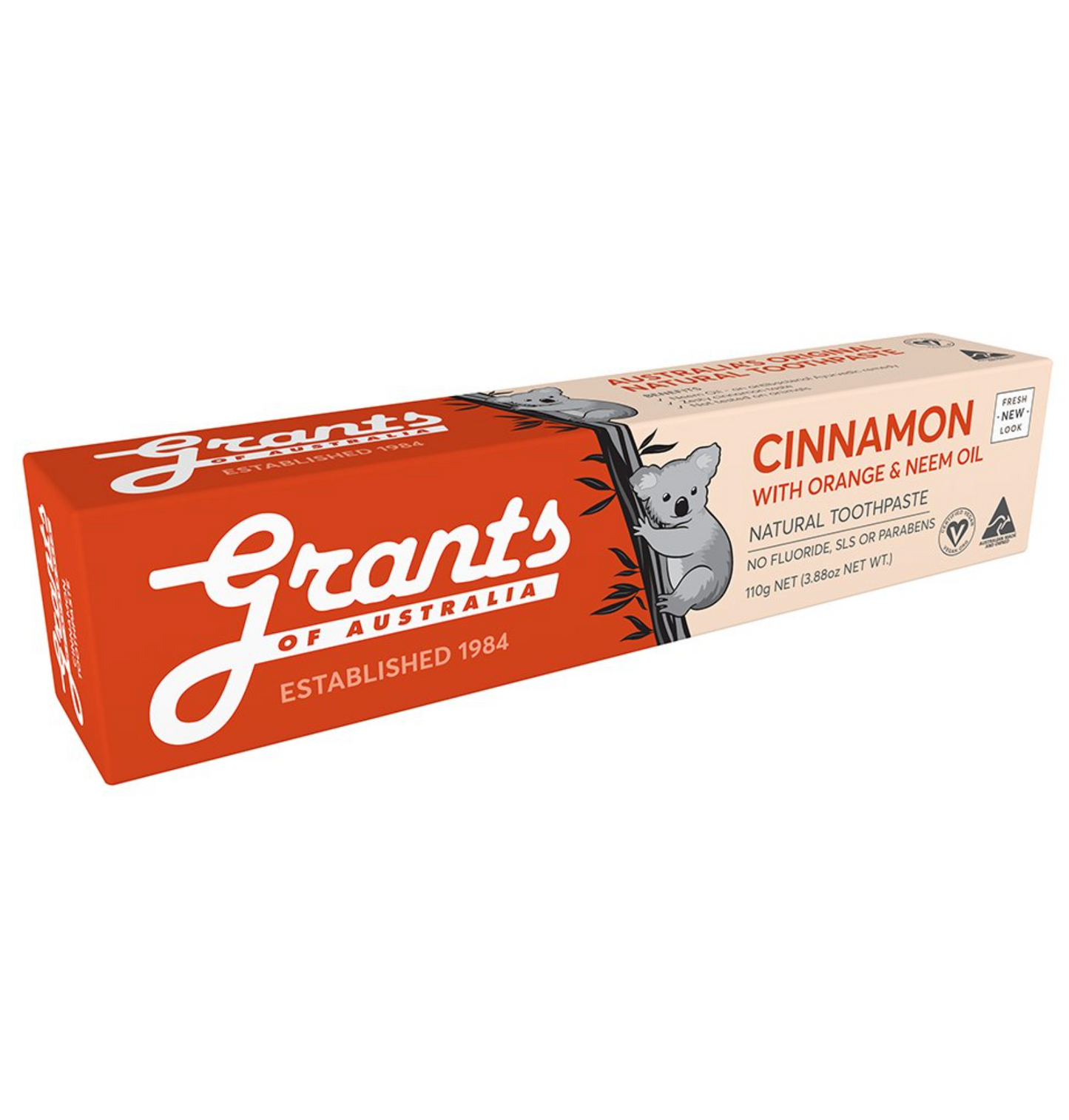Grants Natural Toothpaste 110g, Cinnamon With Orange & Neem Oil, Fluoride Free