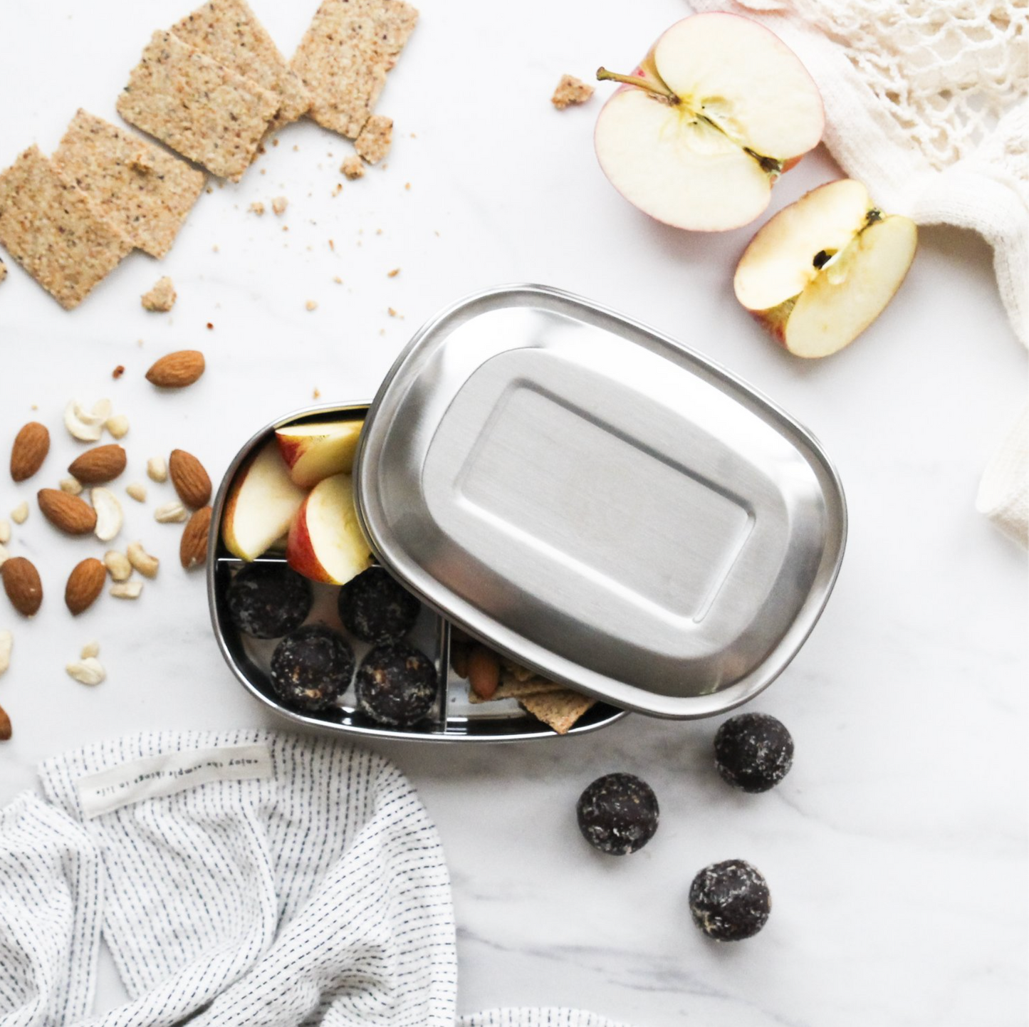 Ever Eco Stainless Steel Bento Box 580ml, Three Compartments & Plastic Free