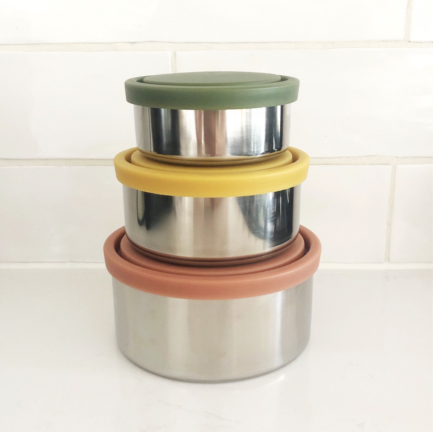 Ever Eco Stainless Steel Round Containers 3 Piece Set, Autumn Collection