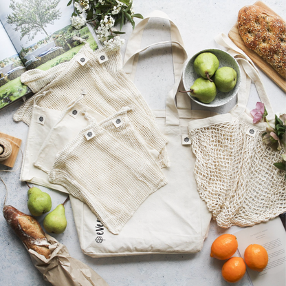 Ever Eco Tote Bags Organic Cotton 8 Mixed, Zero Waste Shopping Set