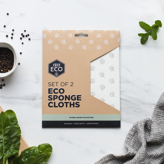 Ever Eco Sponge Cloths 2 Pack, Scandi Leaves Collection
