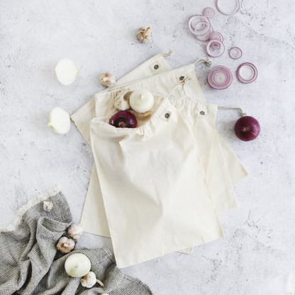 Ever Eco Produce Bags 4 Pack Large, Made With Organic Cotton Muslin & Reusable