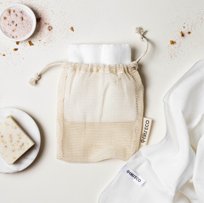 Ever Eco Muslin Facial Cloths 2 Pack, With Cotton Wash Bag