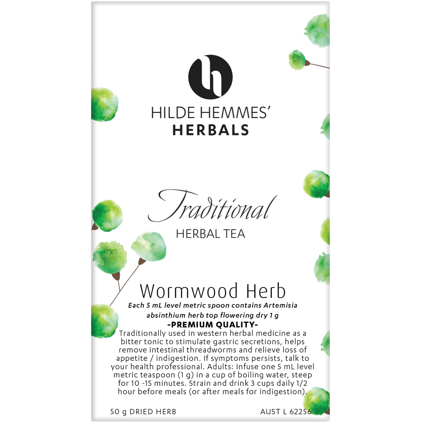 Hilde Hemmes Herbals Wormwood Herb Tea 50g, Loose Leaf