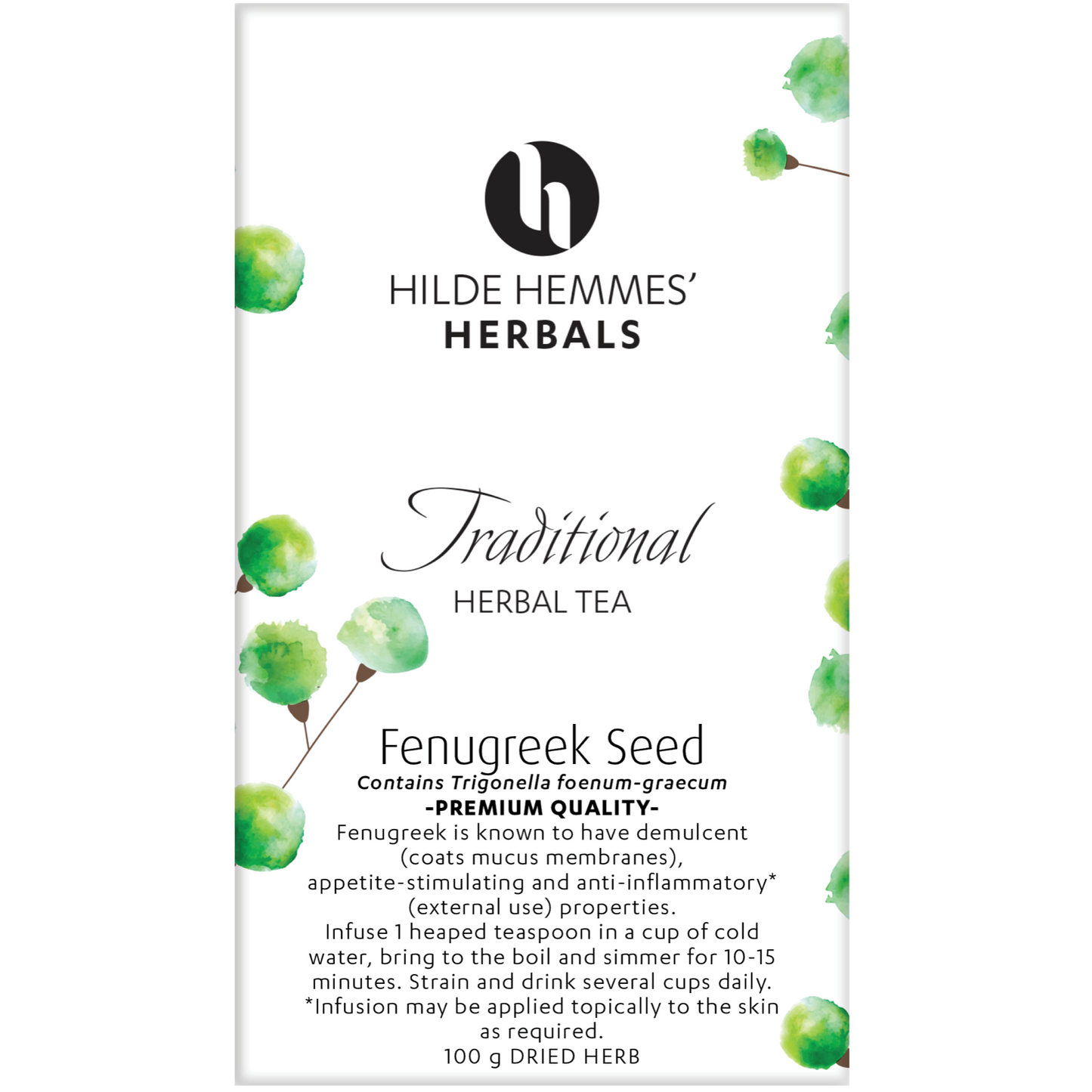 Hilde Hemmes Herbals Fenugreek Tea 100g, Loose Seed