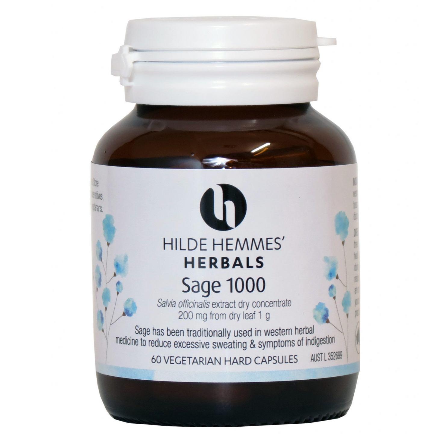 Hilde Hemmes Herbal's 60 Vegan Capsules, Sage 1000mg