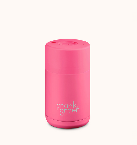 Frank Green Ceramic Reusable Cup 10oz, Neon Pink