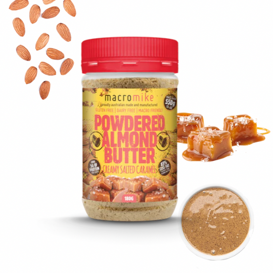 Macro Mike Powdered Almond Butter 180g, Creamy Salted Caramel Flavour