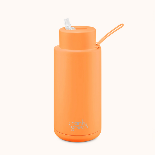 Frank Green Ceramic Reusable Bottle 34oz, Neon Orange