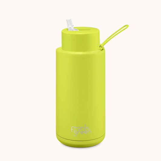 Frank Green Ceramic Reusable Bottle 34oz, Neon Yellow