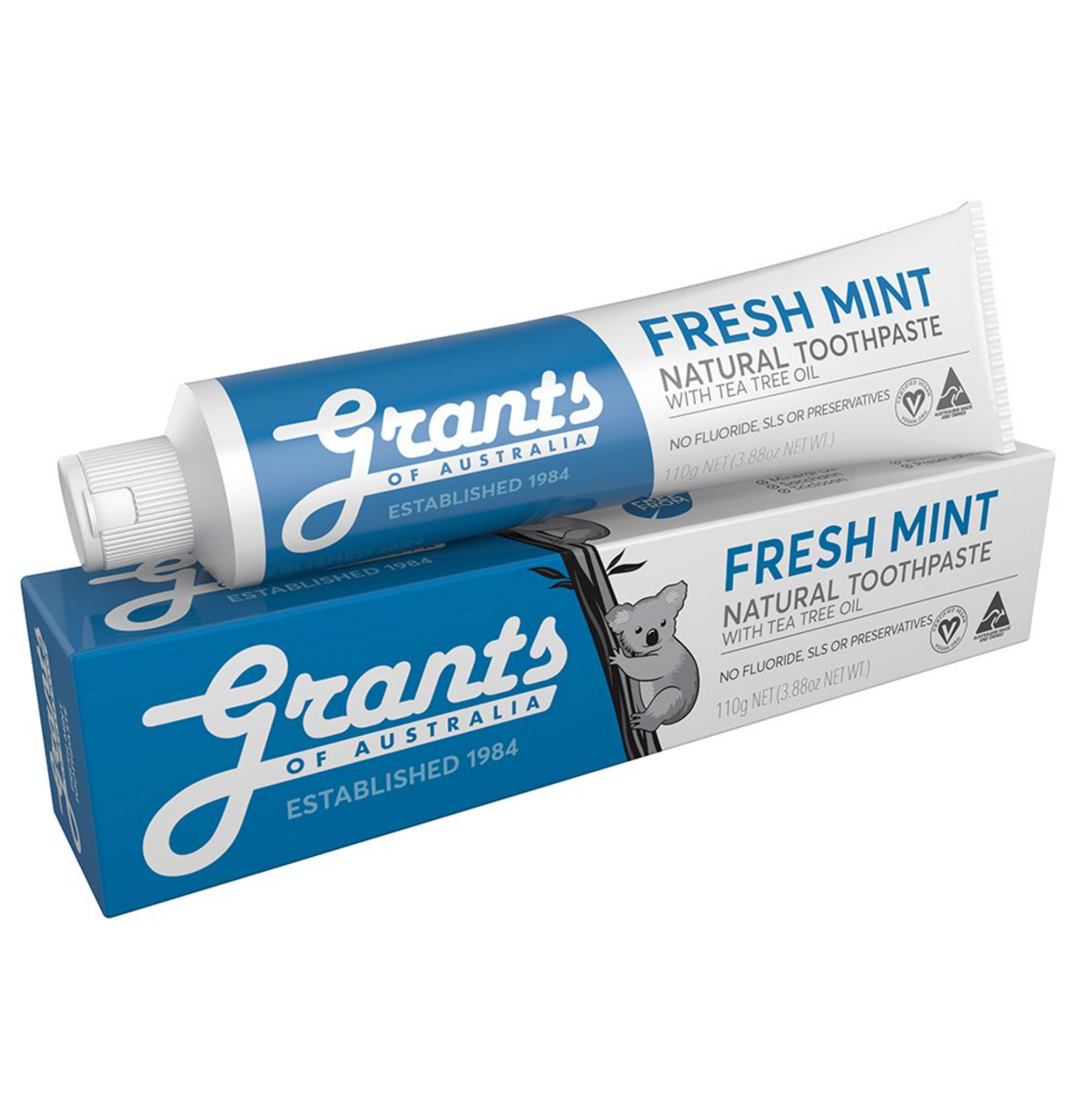 Grants Natural Toothpaste 25g Or 110g, Fresh Mint With Tea Tree Oil, Fluoride Free