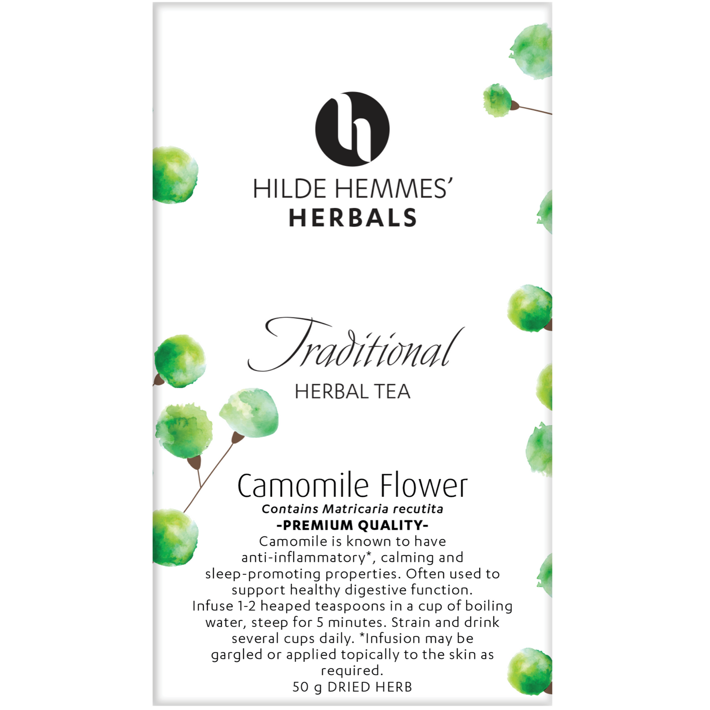 Hilde Hemmes Herbal's Tea 50g (Loose Leaf) Or 30 Tea Bags, Camomile Flower