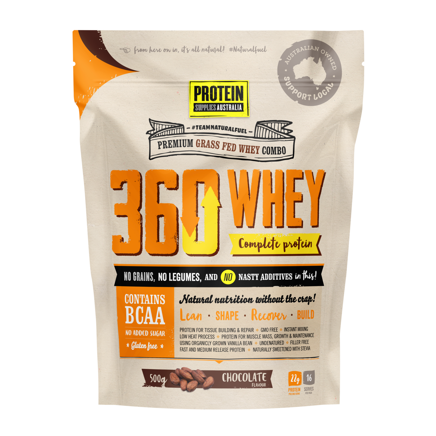 Protein Supplies Australia 360Whey (WPI+WPC Combo) 30g, 500g Or 1kg, Chocolate Flavour